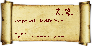 Korponai Medárda névjegykártya